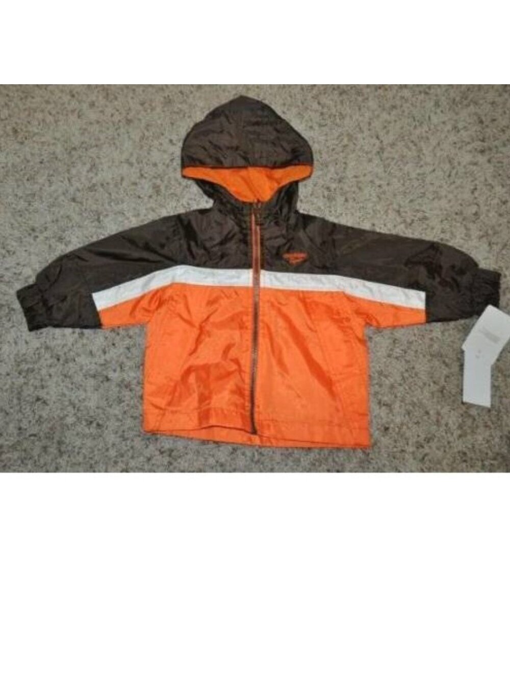 Oshkosh Jacket 12 months Boys Lightweight Orange Brown Hooded Zip Up